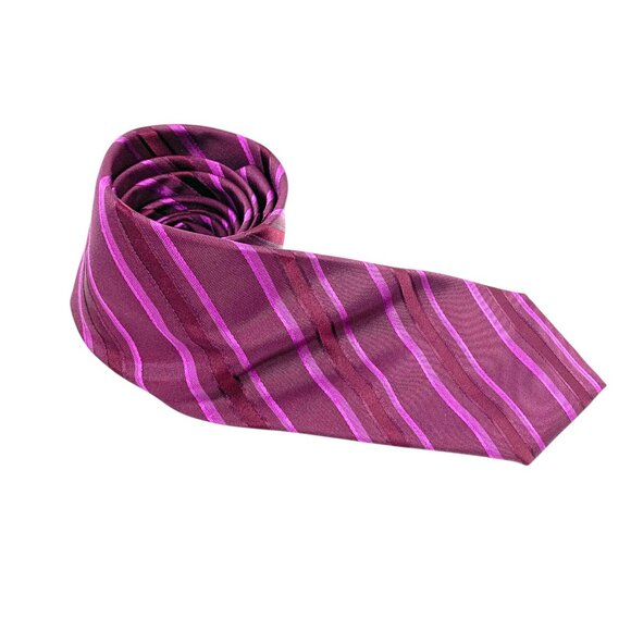 Vintage ETON Ganghester Shades of Red Silk Striped Repp Necktie Made in France - Picture 7 of 7